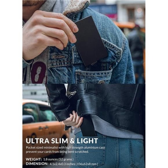 Pop Up Wallet, Slim Minimalist Credit Card Holder, Men and Women Mini Metal Case - Picture 4 of 6